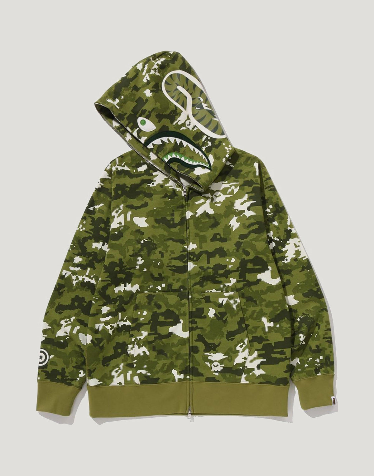 MULTI PIXEL CAMO SHARK REGULAR FIT FULL ZIP HOODIE MENS