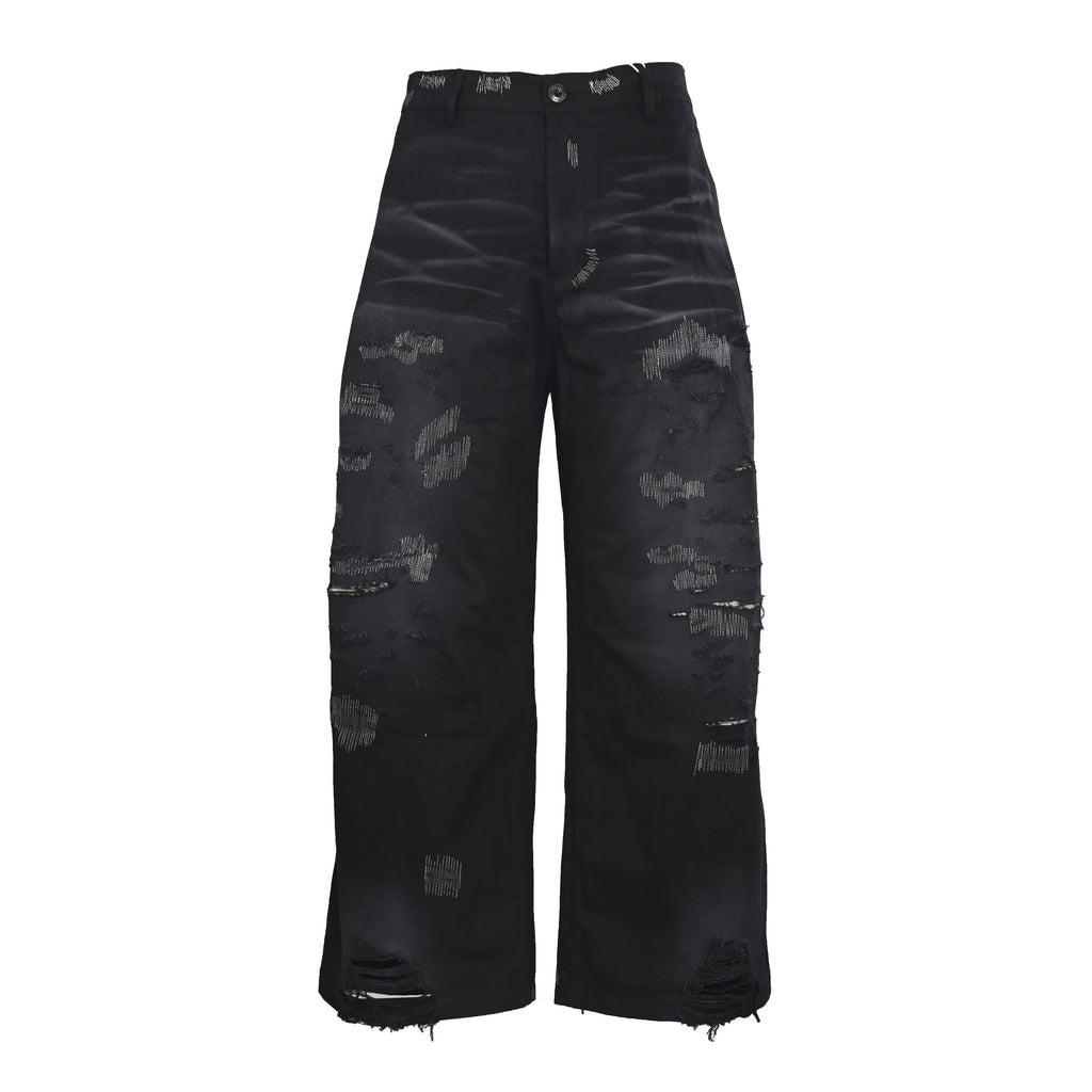 Acne Studios Patch‑Repair Distressed Wide‑Leg Jeans