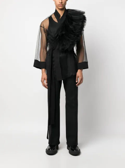 Alchemy tulle-inserts belted jacket