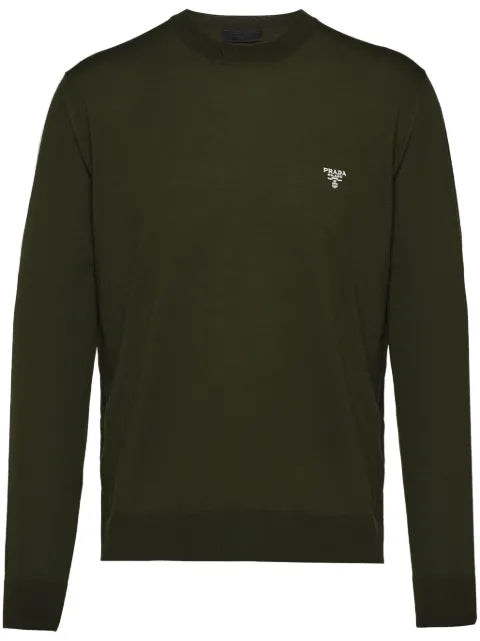 Prada logo-embroidered wool sweater