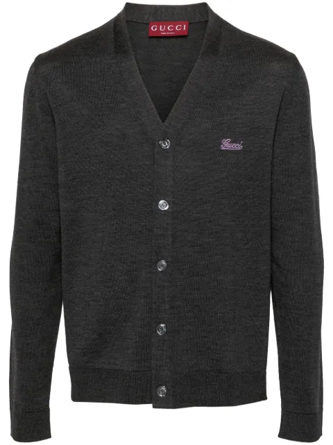 Gucci logo-embroidered wool cardigan