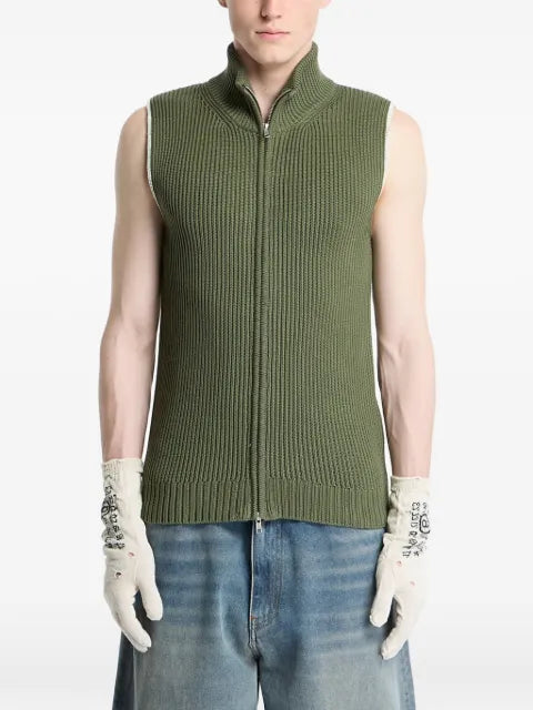 MM6 Maison Margiela ribbed-knit zip-up gilet