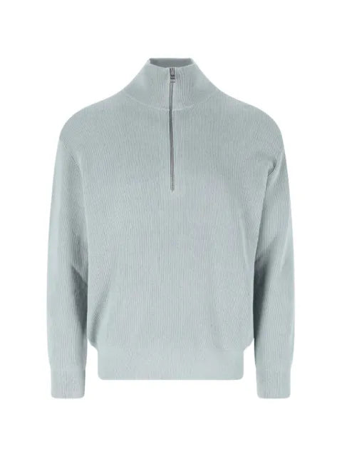 Closed ribbed-knit half-zip sweater