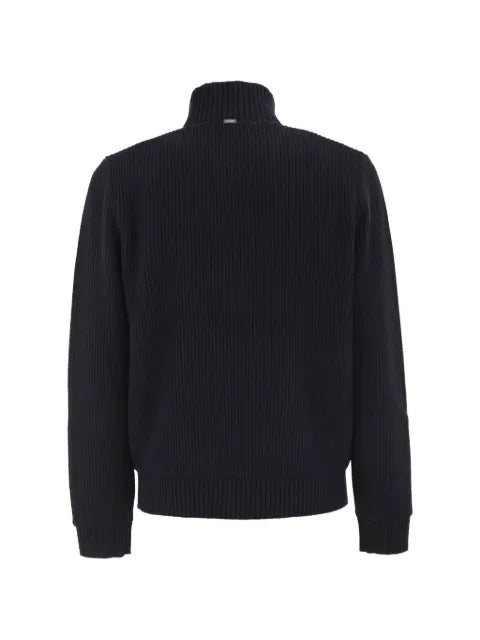 Herno zip-up textured-knit sweater