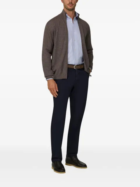 Boggi Milano full-Zip jumper in merino wool cashwool® mouliné