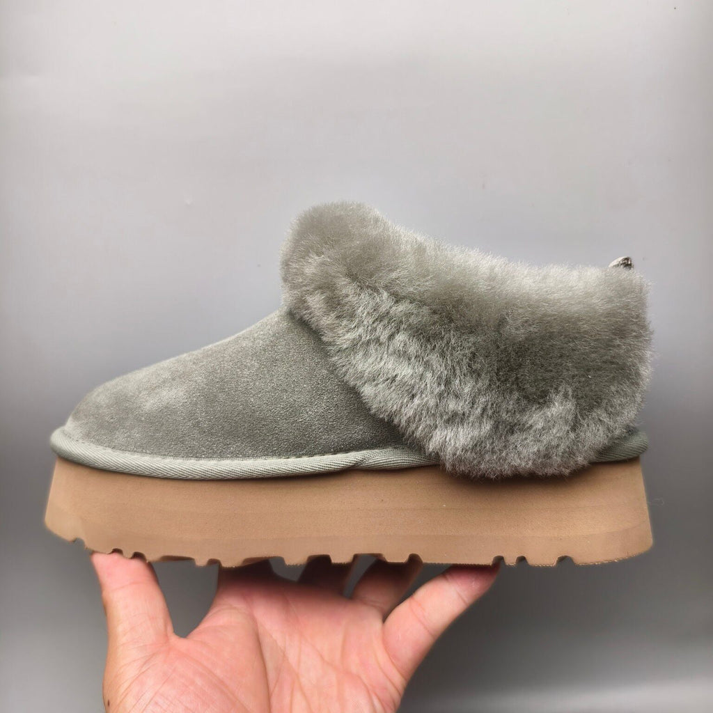 Green Chunky Sole Suede Slip-On Loafers — New Arrival | In Stock
