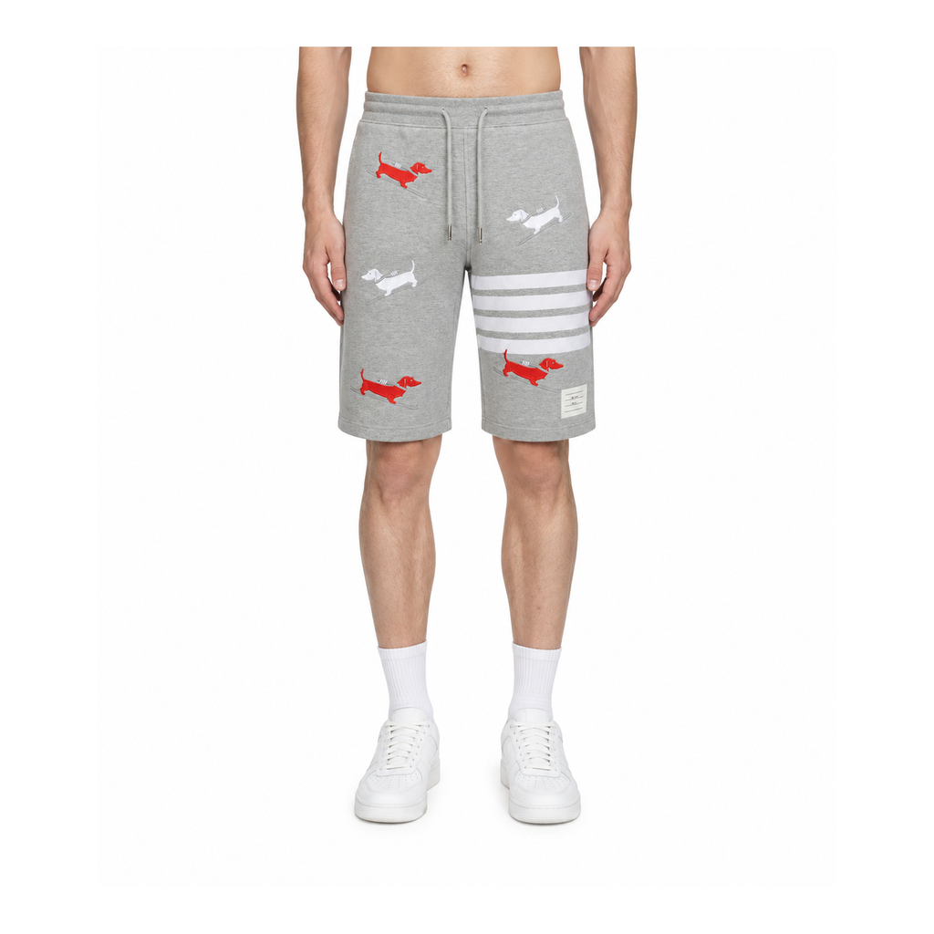 Thom Browne Style Unisex Casual Sweatpants with Signature Four-Bar Detail