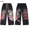 Vale Forever Black Vintage Eagle Graphic Wide Leg Sweatpants
