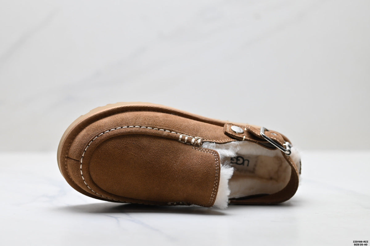 UGG Golden Family Shearling Buckle Clogs