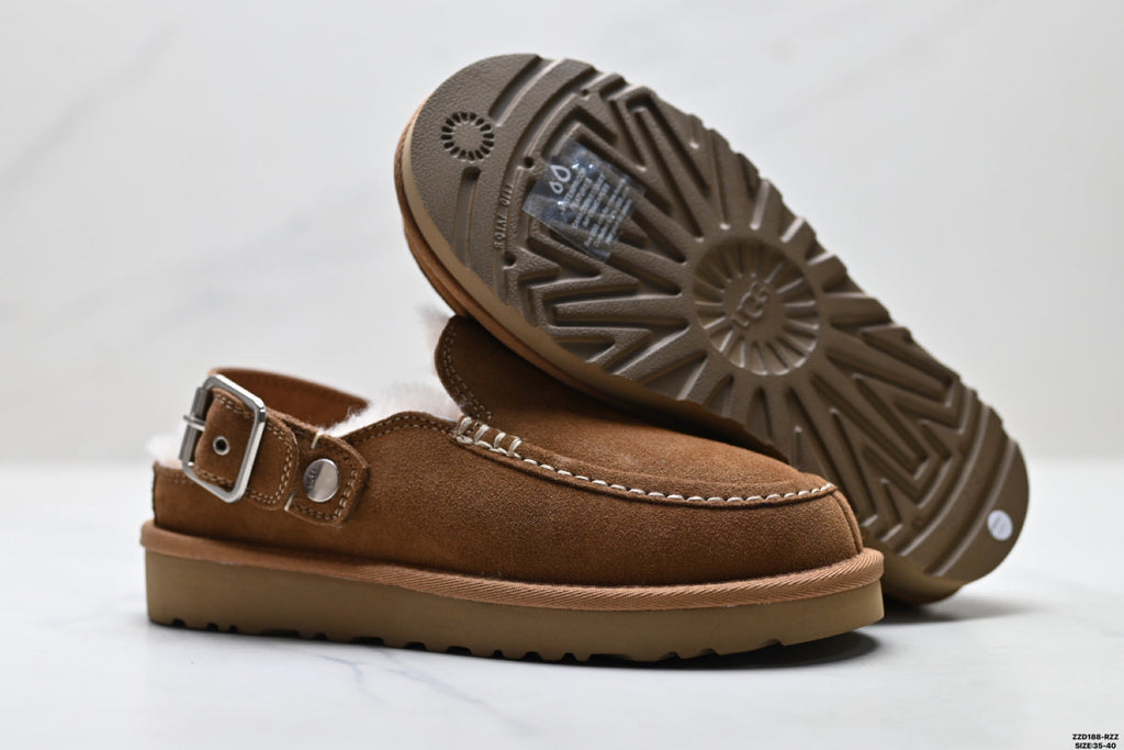 UGG Golden Family Shearling Buckle Clogs