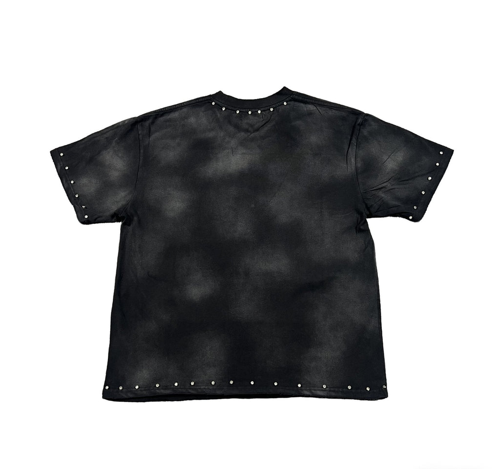 DUAA Blue Motorcycle Graphic Studded T-Shirt