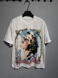 SAINT White Framed Woman Portrait Graphic T-Shirt