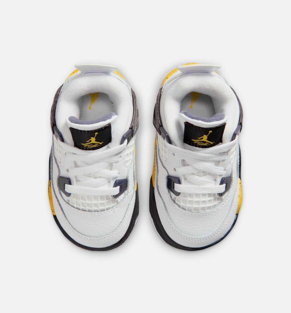 Air Jordan 4 Retro Rare Air Tour Yellow Infant/Toddler Lifestyle Shoes - White/Dark Blue Grey/Black/Tour Yellow