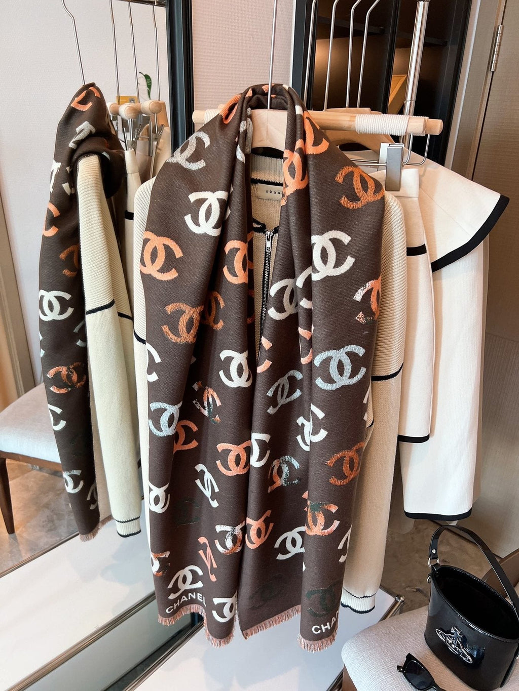 Chanel Motif Fringed Scarf
