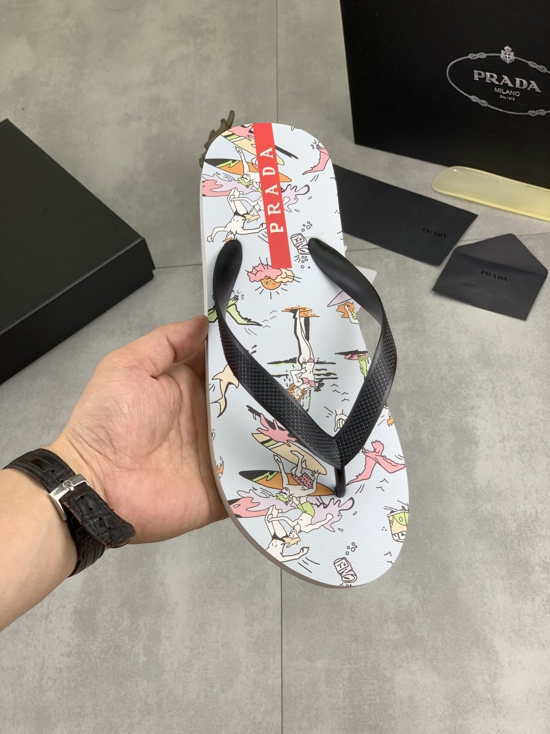 Prada Printed Thong Flip-Flops