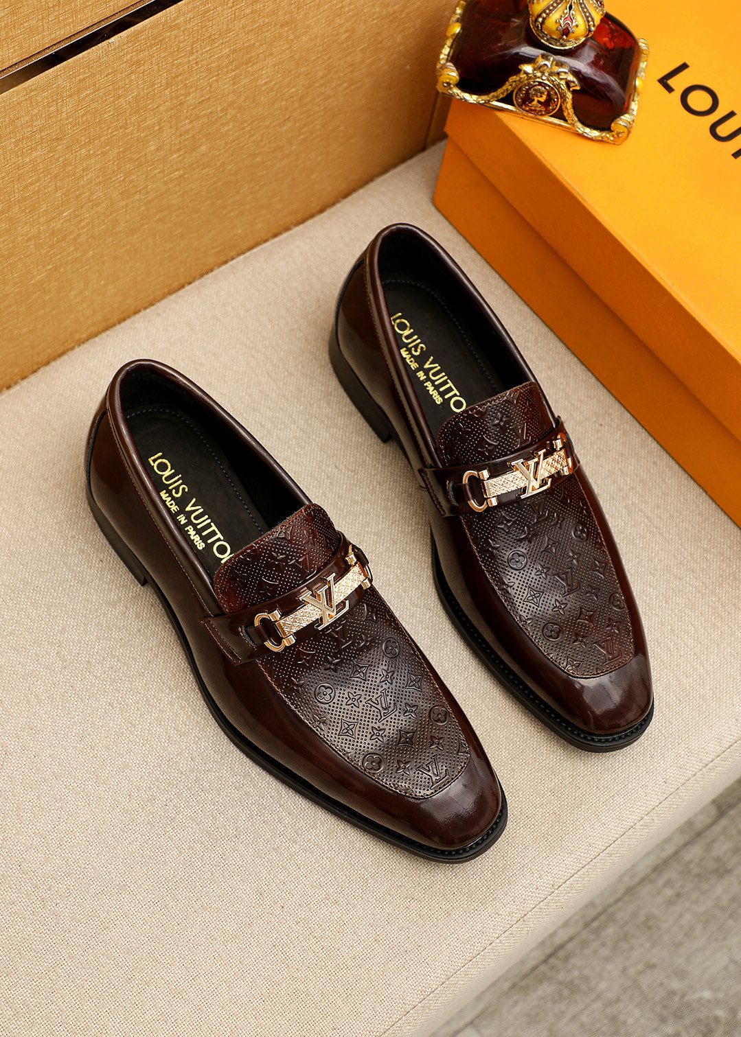 Louis Vuitton Embossed Buckle Loafers - Embossed Vamp Panels