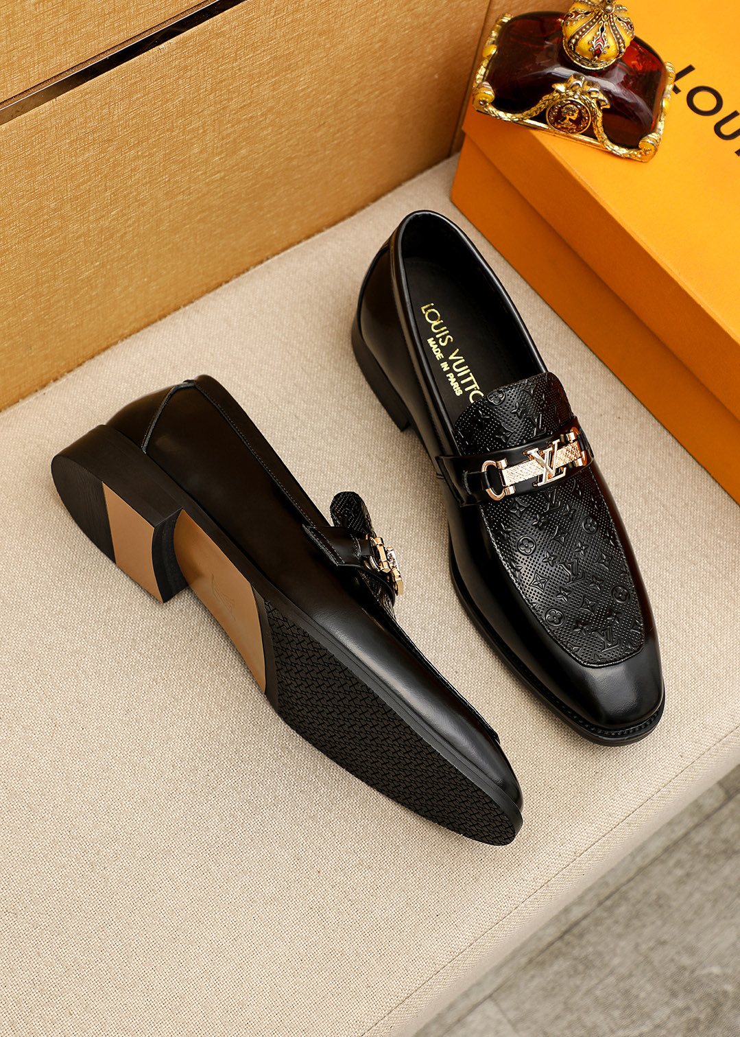 Louis Vuitton Embossed Buckle Loafers - Embossed Vamp Panels