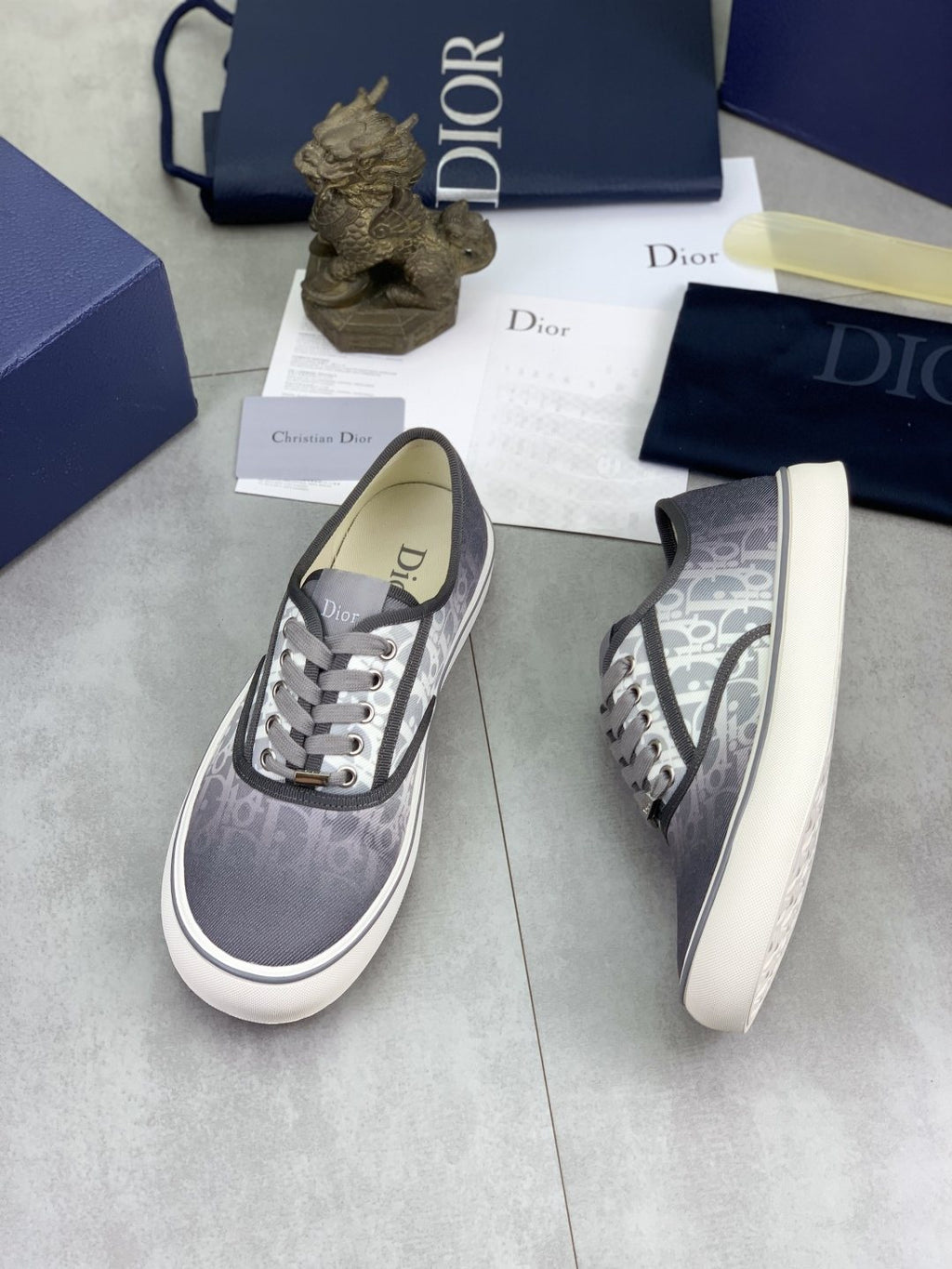 Dior Patterned Low-Top Canvas Sneakers