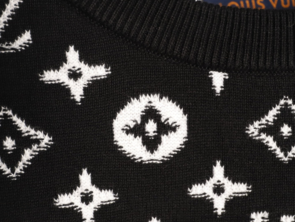 Louis Vuitton Monogram-Style Gradient Crewneck Sweater - Black